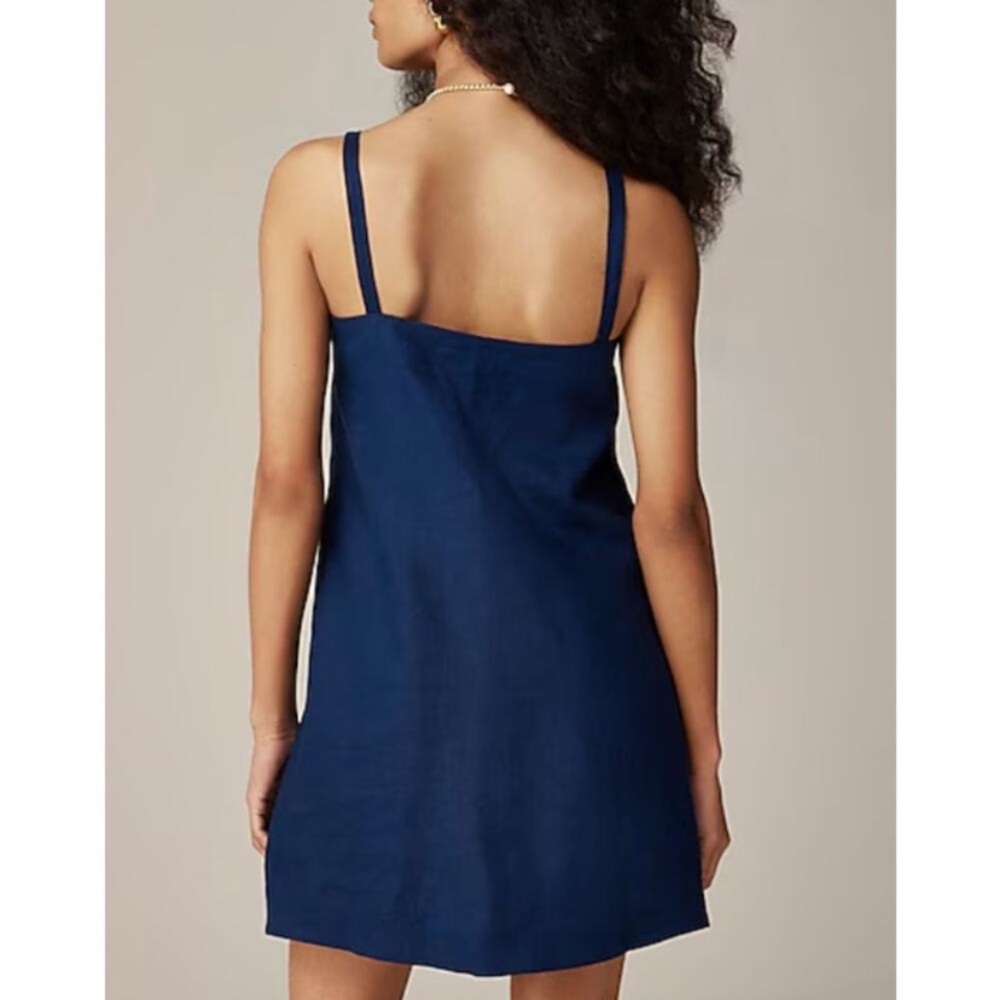 J. Crew Navy Blue Button-Front Mini Dress - Picture 3 of 13
